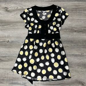 Polka Dot Dress - Black, White, Yellow